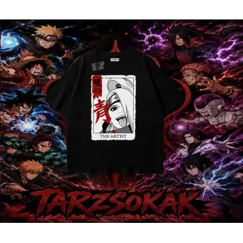 Deidara Naruto Anime Karakteri Oversize Unisex Tişört Beyaz