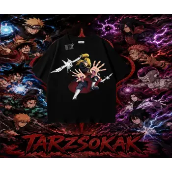 Deidara Naruto Anime Karakteri Oversize Unisex Tişört Beyaz