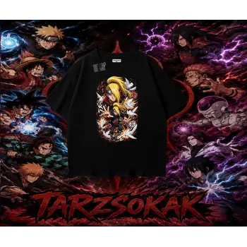 Deidara Naruto Anime Karakteri Oversize Unisex Tişört Beyaz