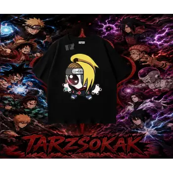 Deidara Naruto Anime Karakteri Oversize Unisex Tişört Beyaz