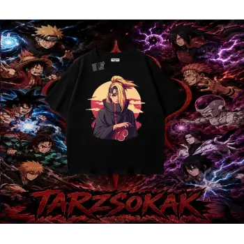 Deidara Naruto Anime Karakteri Oversize Unisex Tişört Beyaz