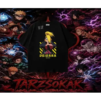 Deidara Naruto Anime Karakteri Oversize Unisex Tişört Beyaz