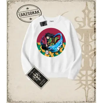 Demon Slayer Anime Baskılı Oversize Unisex Bisiklet Yaka Sweatshirt