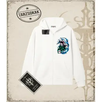 Demon Slayer Anime Baskılı Oversize Unisex Hırka & Çeket Fermuarlı Sweatshirt