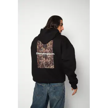 Dimension Baskılı Oversize Unisex Premium Siyah