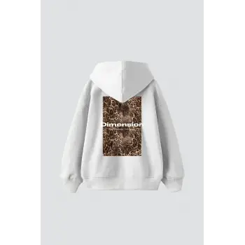 Dimension Leopar Baskılı Oversize Unisex Premium Beyaz
