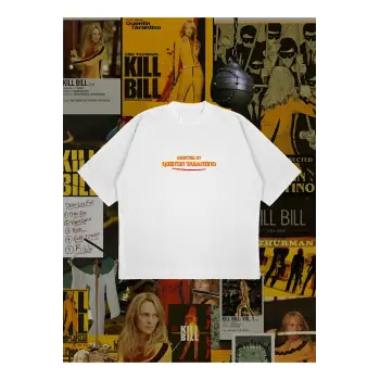 Directed By Tarantino Baskılı Oversize Unisex Pamuklu Nefes Alan Kalın Kumaşlı