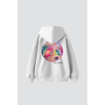 Disco Vibes Only Baskılı Oversize Unisex Beyaz