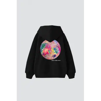 Disco Vibes Only Baskılı Oversize Unisex Siyah