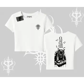 DJ Kedi Baskılı Müzik Temalı Babby Tee Tshirt
