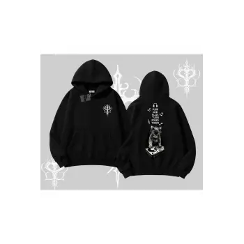 DJ Kedi Baskılı Müzik Temalı Kapşonlu Sweatshirt