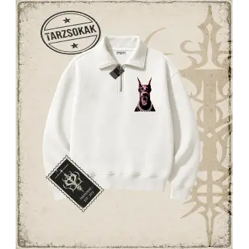 DOBERMAN SOLID Unisex Polo Yaka Yarım Fermuarlı Sweatshirt