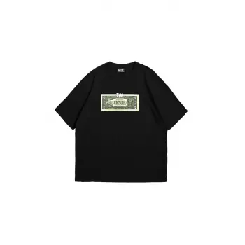 Dollar Baskılı Oversize Unisex Siyah