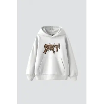 Dominate And Project Baskılı Oversize Unisex Premium Beyaz