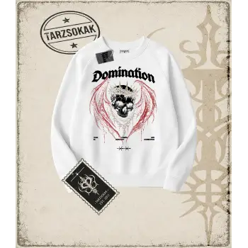 DOMINATION Oversize Unisex Bisiklet Yaka Sweatshirt