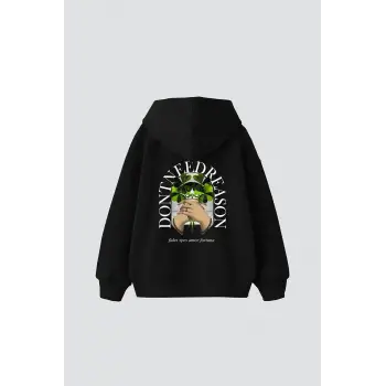 Dont Need Reason Baskılı Oversize Unisex Premium Siyah