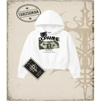 DOPAMINE Kadın Crop Kapşonlu Sweatshirt