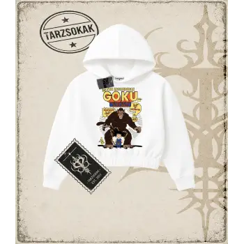 Dragon Ball Anime Baskılı Kadın Crop Kapşonlu Sweatshirt