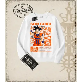Dragon Ball Anime Baskılı Oversize Unisex Bisiklet Yaka Sweatshirt
