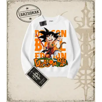 Dragon Ball Anime Baskılı Oversize Unisex Bisiklet Yaka Sweatshirt