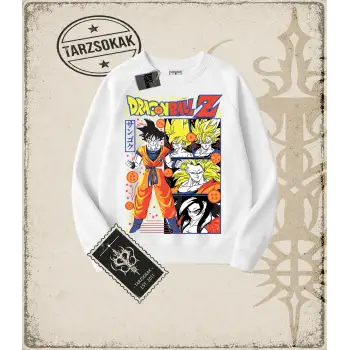 Dragon Ball Anime Baskılı Oversize Unisex Bisiklet Yaka Sweatshirt