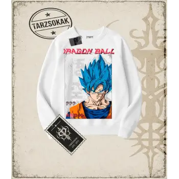 Dragon Ball Anime Baskılı Oversize Unisex Bisiklet Yaka Sweatshirt