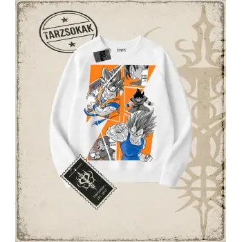 Dragon Ball Anime Baskılı Oversize Unisex Bisiklet Yaka Sweatshirt