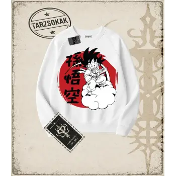 Dragon Ball Anime Baskılı Oversize Unisex Bisiklet Yaka Sweatshirt