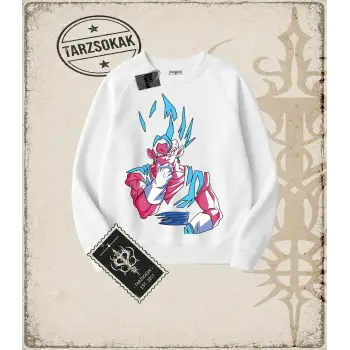 Dragon Ball Anime Baskılı Oversize Unisex Bisiklet Yaka Sweatshirt