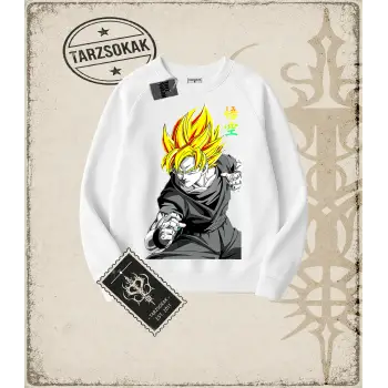 Dragon Ball Anime Baskılı Oversize Unisex Bisiklet Yaka Sweatshirt