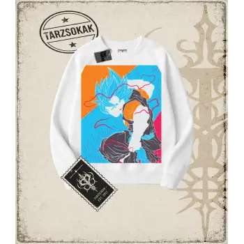 Dragon Ball Anime Baskılı Oversize Unisex Bisiklet Yaka Sweatshirt