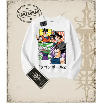 Dragon Ball Anime Baskılı Oversize Unisex Bisiklet Yaka Sweatshirt