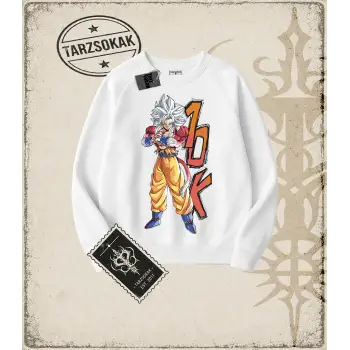 Dragon Ball Anime Baskılı Oversize Unisex Bisiklet Yaka Sweatshirt