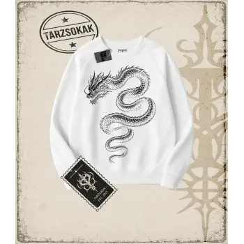 Dragon Oversize Unisex Bisiklet Yaka Sweatshirt
