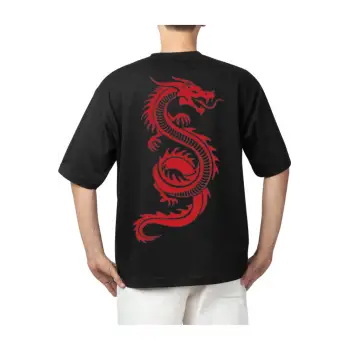 dragon sırt baskılı oversize t-shirt