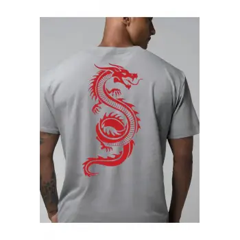 dragon sırt baskılı oversize t-shirt