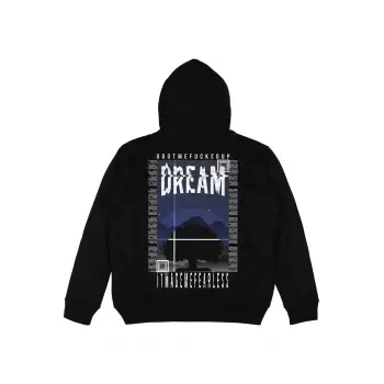 Dream Siyah Oversize Unisex Kapüşonlu Sweatshirt Hoodie