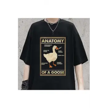 Duck Anatomy Baskılı Siyah Unisex Oversize