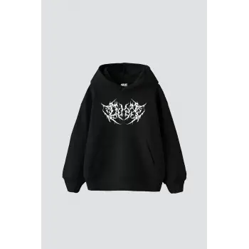 Dusk Baskılı Oversize Unisex Siyah