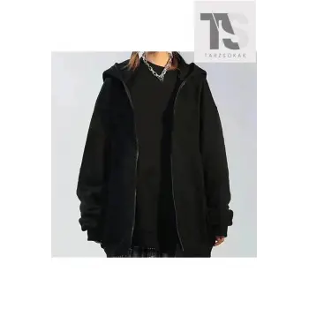 Düz Siyah Unisex Oversize