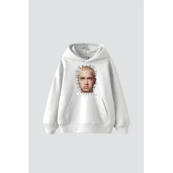 Eminem Baskılı Oversize Unisex Premium Beyaz