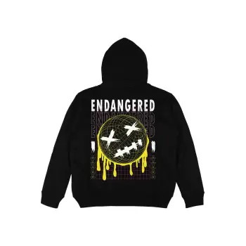 Endangered Siyah Oversize Unisex Kapüşonlu Sweatshirt Hoodie