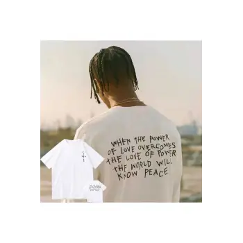 Erkek Beyaz Cactus Jack Baskılı Oversize Bisiklet Yaka Tshirt