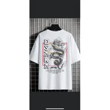 Erkek Beyaz Osaka Oversize Bisiklet Yaka Tshirt