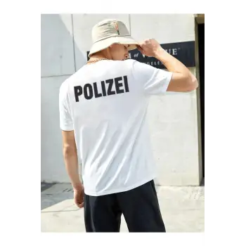 Erkek Beyaz Polizei Tshirt