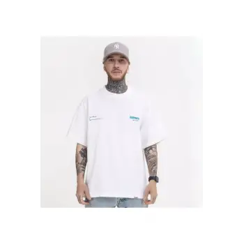 Erkek Beyaz Represent Baskılı Bisiklet Yaka Tshirt