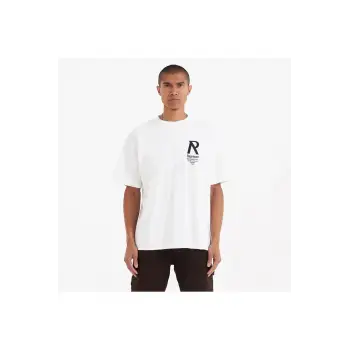 Erkek Beyaz Represent Baskılı Bisiklet Yaka Tshirt