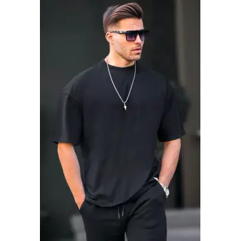 Erkek Oversize Basic Pamuklu Kısa Kollu