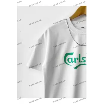 Erkek Oversize Calsberg Baskılı Bisiklet Yaka
