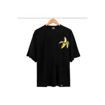 Erkek Siyah Muz Oversze Bisiklet Yaka Tshirt